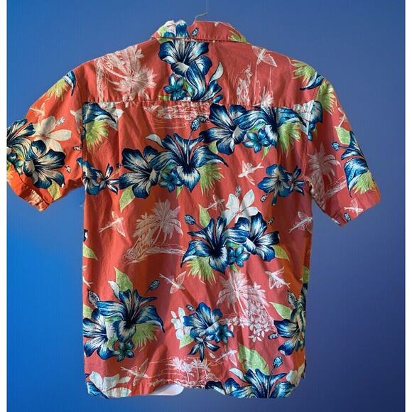 Cubavera Hawaiian Shirt Men's L Coral Pink Floral Button-Up Short Sleeve 46" Ch - Picture 2 of 5